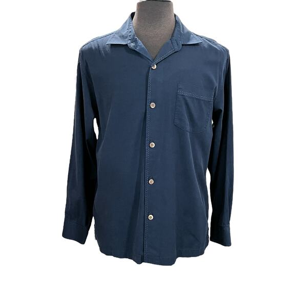 Tommy Bahama Other - Tommy Bahama Navy Blue Silk Blend Button-Up Shirt Men's Medium